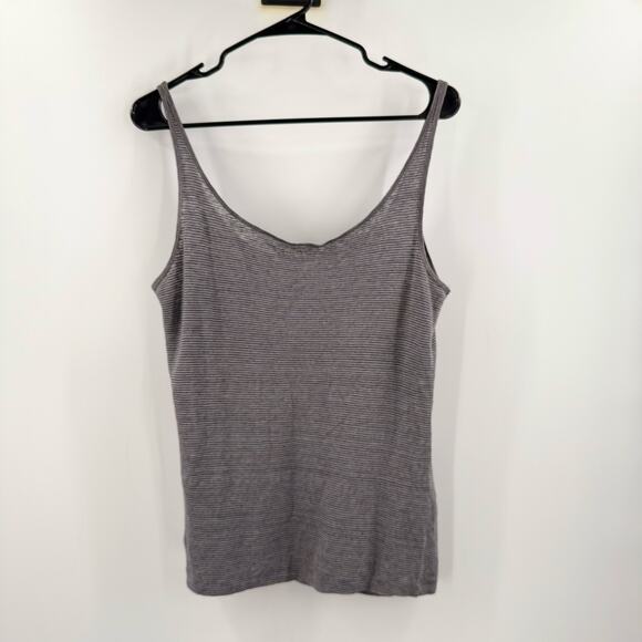 EILEEN FISHER Tank Size Small NEW 100% Linen Gray Stripe Breathable Light NWOT - Picture 2 of 9